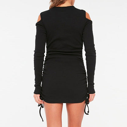 Damen Minikleid Schulterfrei Raffung Norvielle