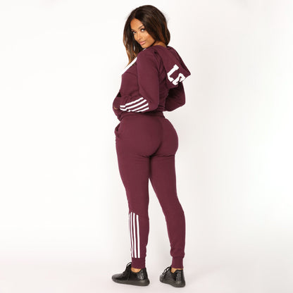 Damen Fleece Jogginganzug Mit Streifen