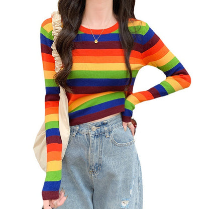Damen Kurzarm Crop- Gestreift Norvielle
