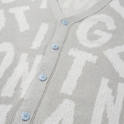 Damen Strickjacke V-Ausschnitt mit Schriftmuster