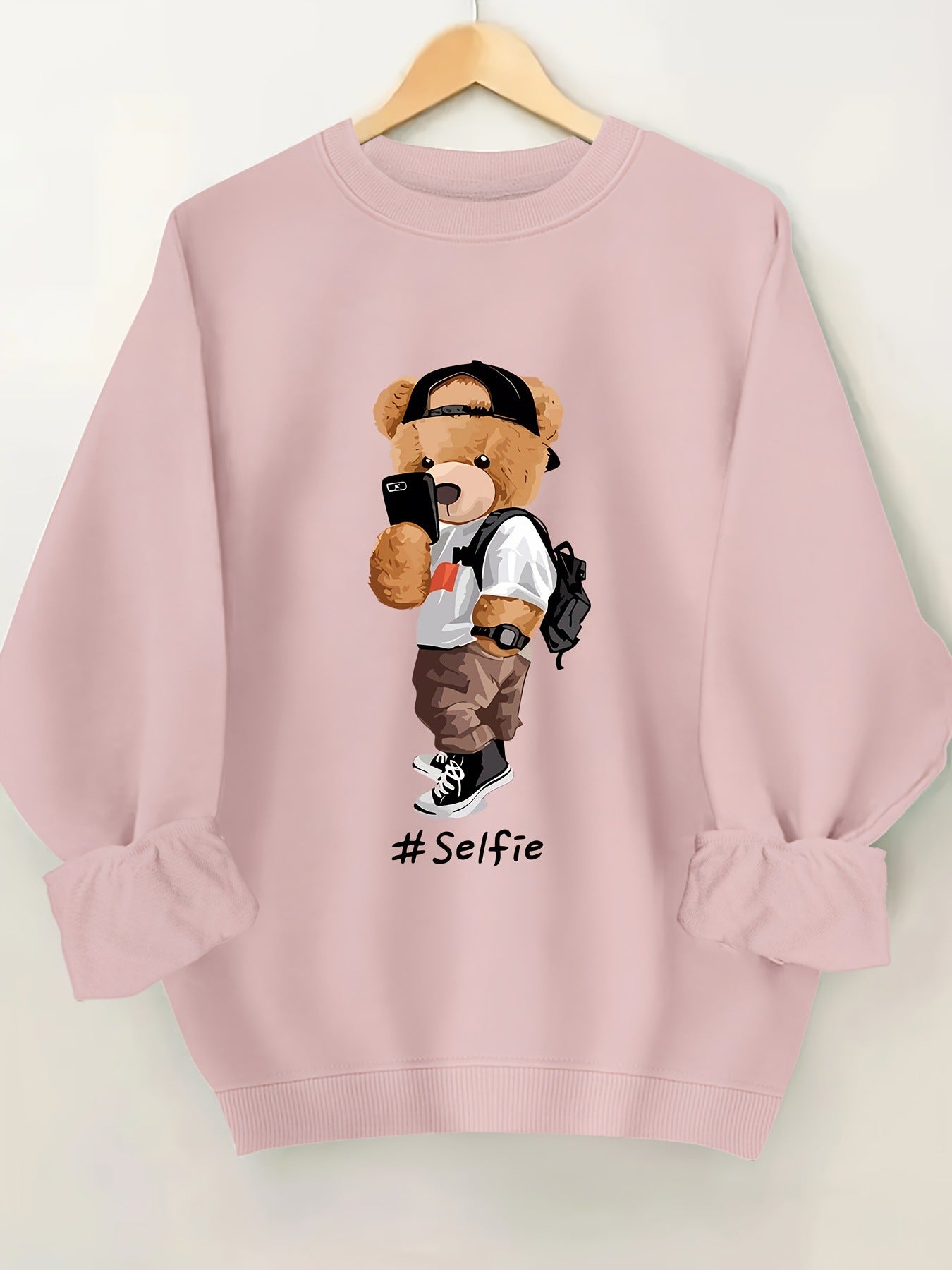 Damen Sweatshirt Bärendesign Lässig Grau Norvielle