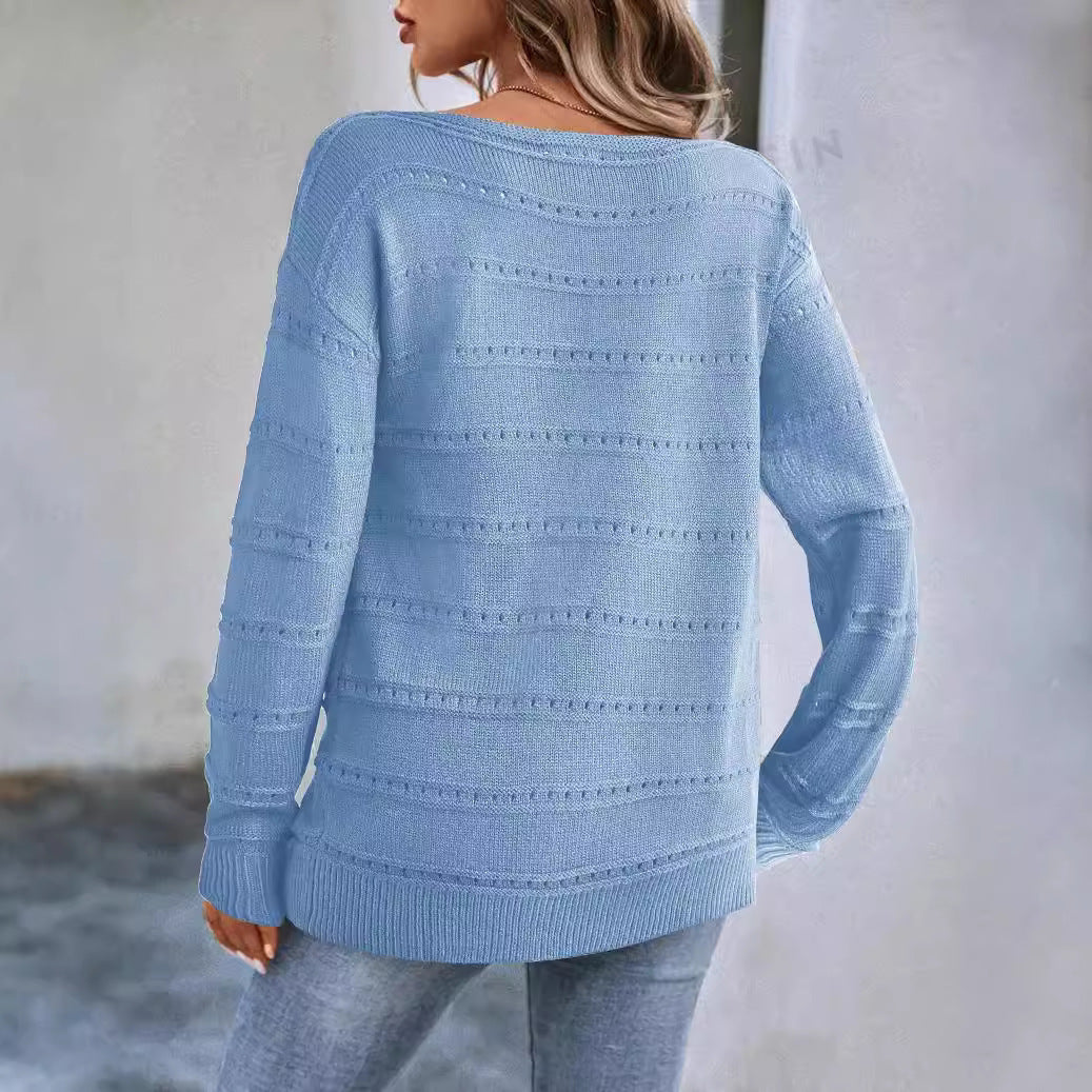 Damen Strickpullover Weit Geschnitten Luftige Struktur Norvielle