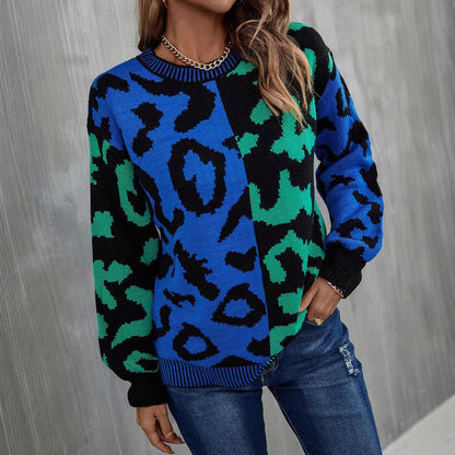 Damen Pullover Leo-Muster Bunt