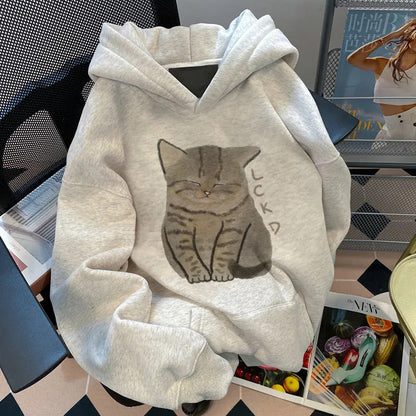 Damen Kapuzenpullover Katzenmotiv Norvielle - Norvielle