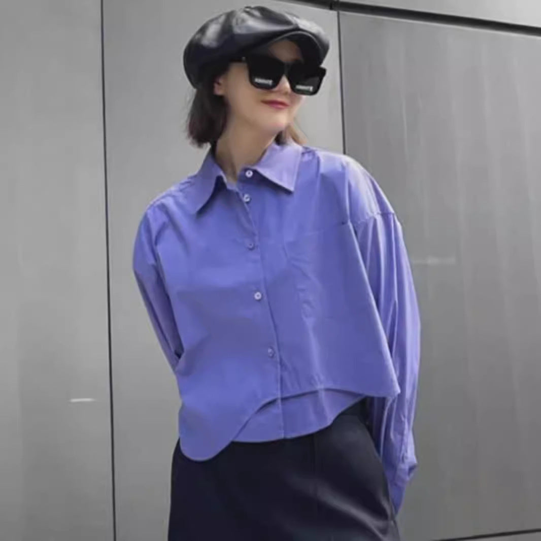 Damen Bluse Cropped Oversized Schnitt Norvielle - Norvielle