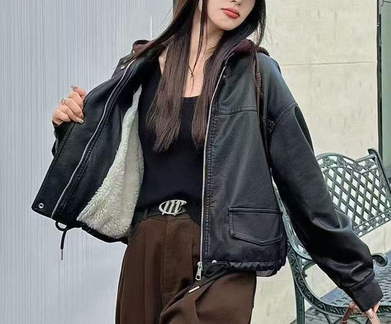 Damen Kunstlederjacke Lässig Norvielle
