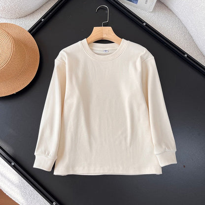 Damen Langarmshirt Rundhals Baumwolle Beige