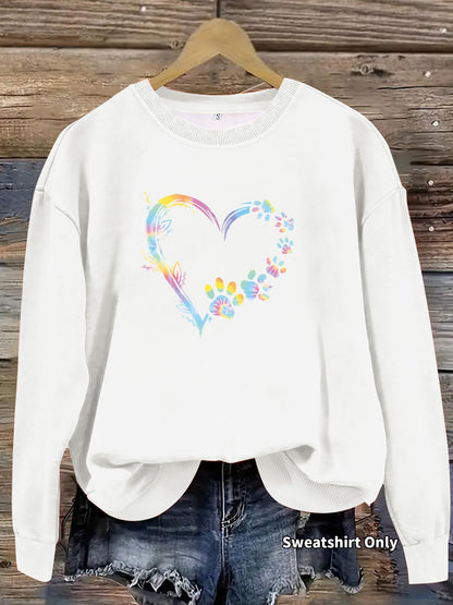Damen Sweatshirt Florales Herzdesign Baumwolle Bequem