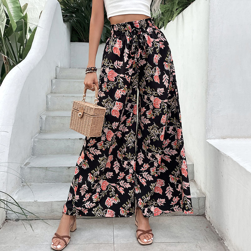 Damen Palazzo-Hosen Floralmuster Elastischer Bund Norvielle - Norvielle