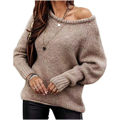 Damen Strickpullover Schulterfrei Oversized Norvielle