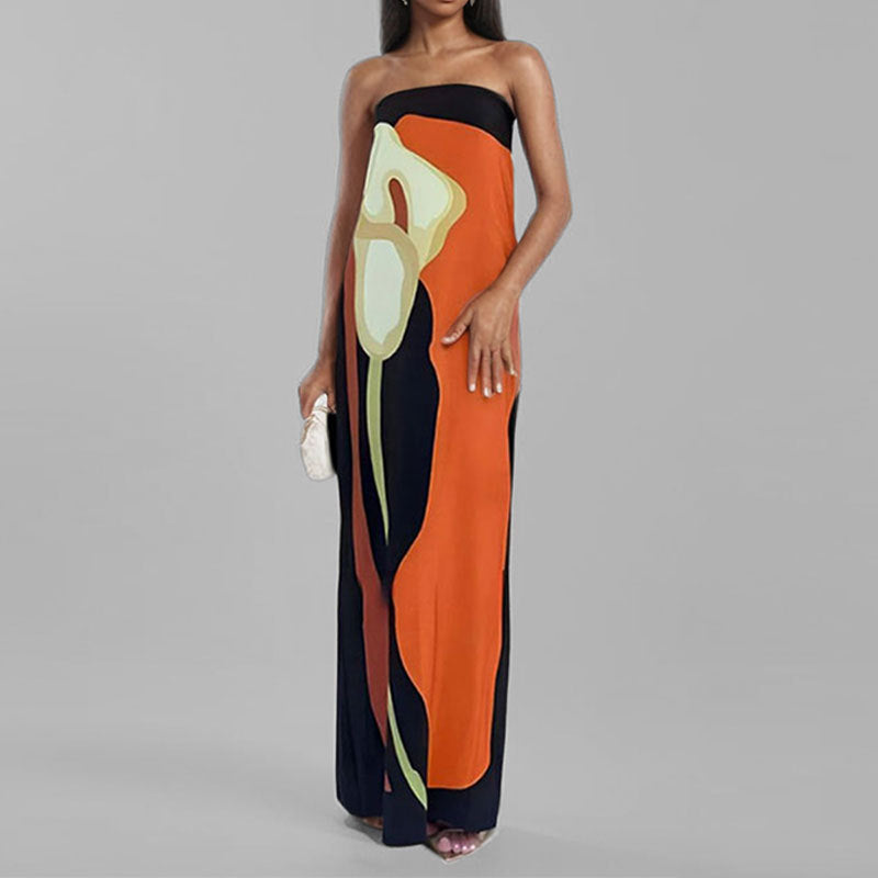 Damen Maxi-Kleid Moderner Kunststil Norvielle