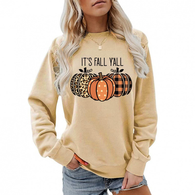 Damen Sweatshirt Herbstmotiv Baumwolle Bequem Grün