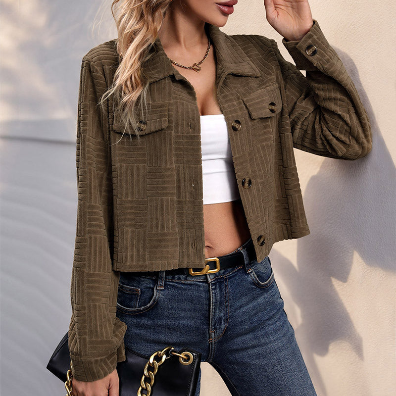 Damen Blouson Lässig Strukturiert Taschen Norvielle