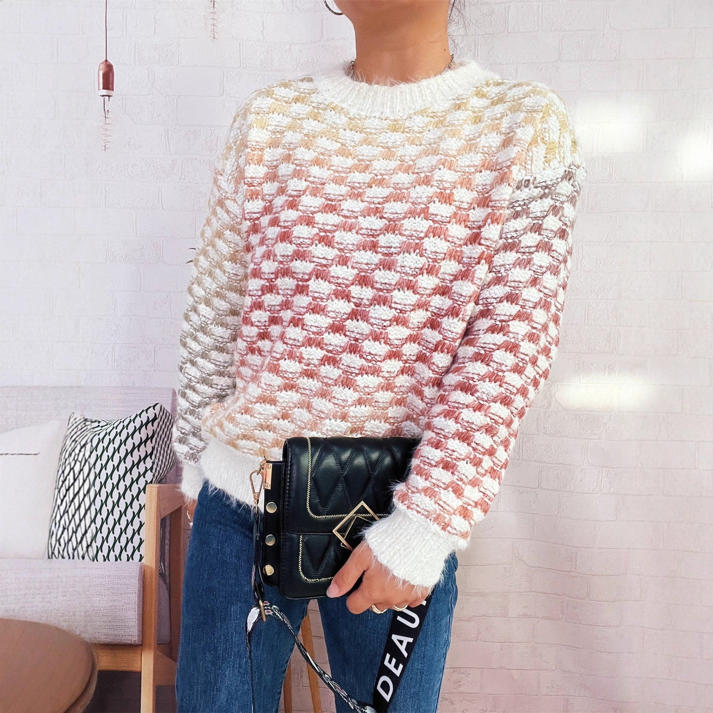 Damen Strickpullover Strukturiertes Muster Weich Norvielle