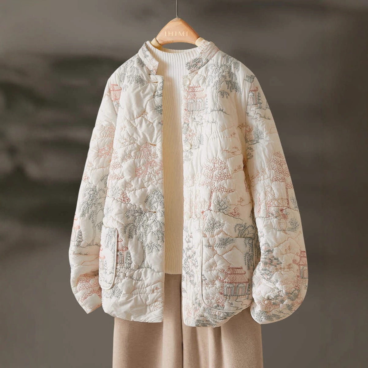 Damen Leichte Jacke Gesteppt Elegante Stickereien Norvielle - Norvielle