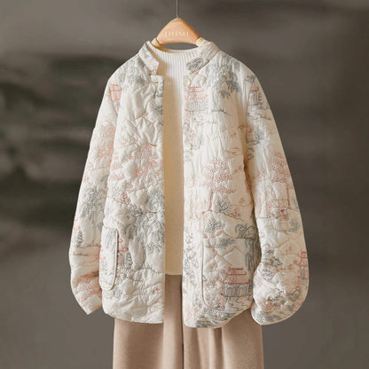 Damen Leichte Jacke Gesteppt Elegante Stickereien Norvielle - Norvielle