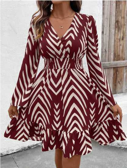 Damen Wickelkleid Voluminöser Rock Norvielle