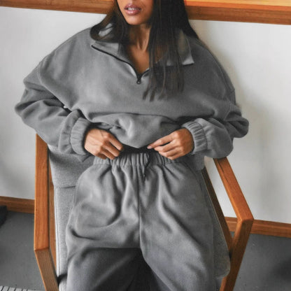 Damen Fleece-Sweatanzug Halbzipp Elastischer Bund - Norvielle