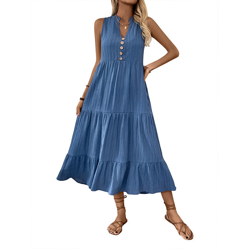 Damen Maxikleid mit Knöpfen Lässiger Schnitt Norvielle