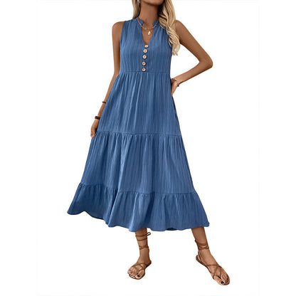 Damen Maxikleid mit Knöpfen Lässiger Schnitt Norvielle