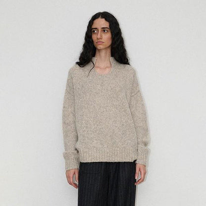 Damen Grobstrickpullover Stehkragen Norvielle