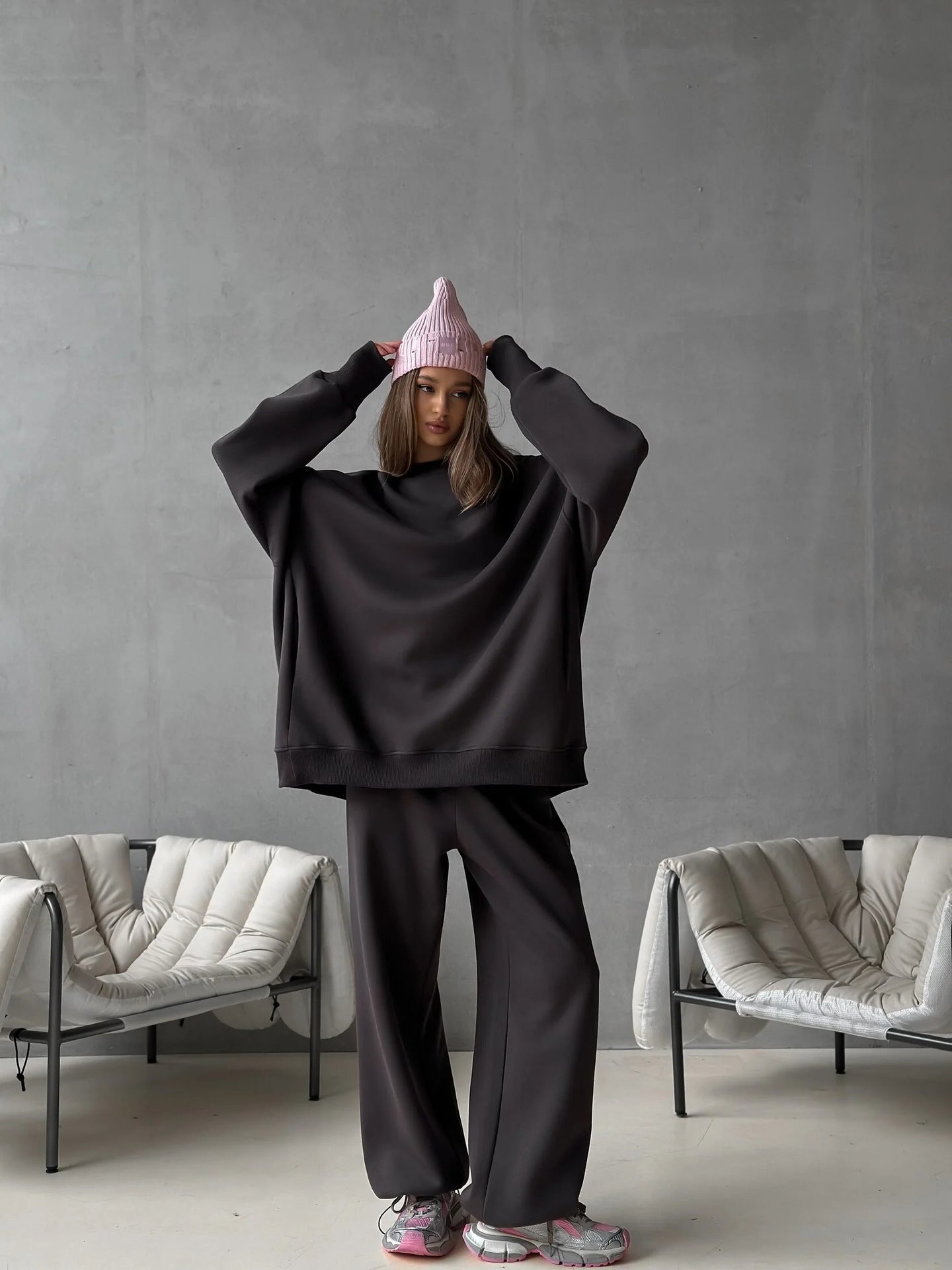 Damen Oversized Sweatshirt und Jogginghose Set Norvielle