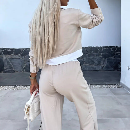 Damen Sport-Loungewear-Set Bequem Mit Stylischem Kragen