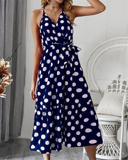 Damen Maxikleid Polka-Dots Rüschen Norvielle