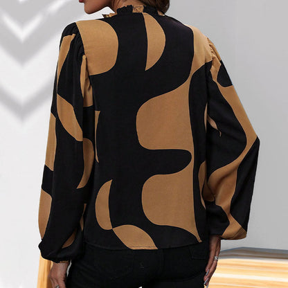 Damen Bluse Geometrisches Muster Lässiger Schnitt Norvielle