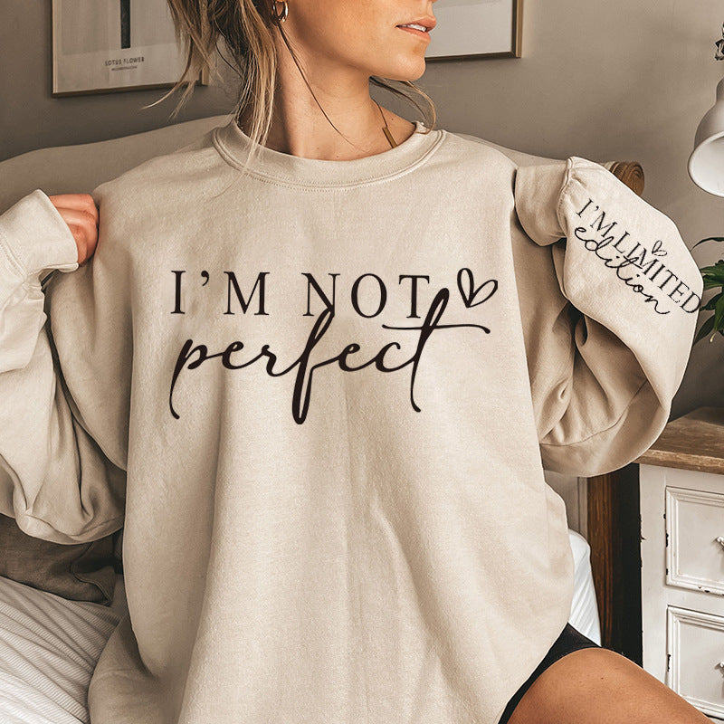 Damen Oversized Sweatshirt Statement-Print Grau