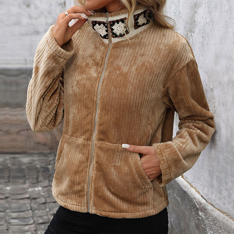 Damen Freizeitjacke Flausch Reißverschluss Norvielle - Norvielle