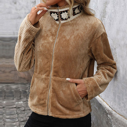 Damen Freizeitjacke Flausch Reißverschluss Norvielle - Norvielle