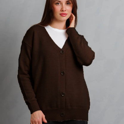 Damen Strickjacke Knöpfe V-Ausschnitt Norvielle