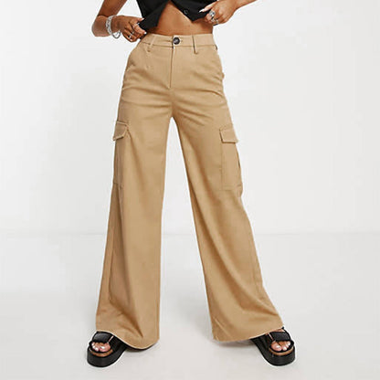 Damen Cargo-Hose Praktische Seitentaschen Lässiger Schnitt Beige - Norvielle