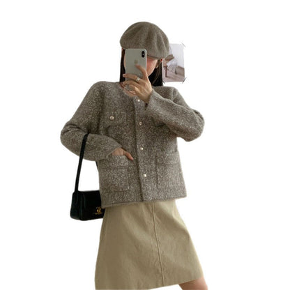 Damen Strickjacke Norvielle Perlenknöpfe Taschen