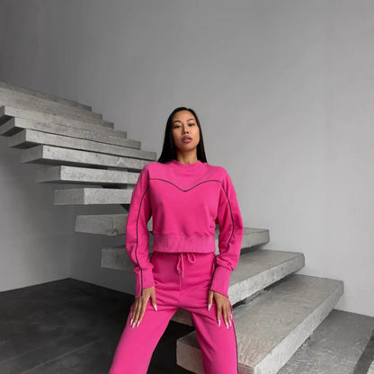 Damen Lounge-Set Weite Passform Seitliche Streifen