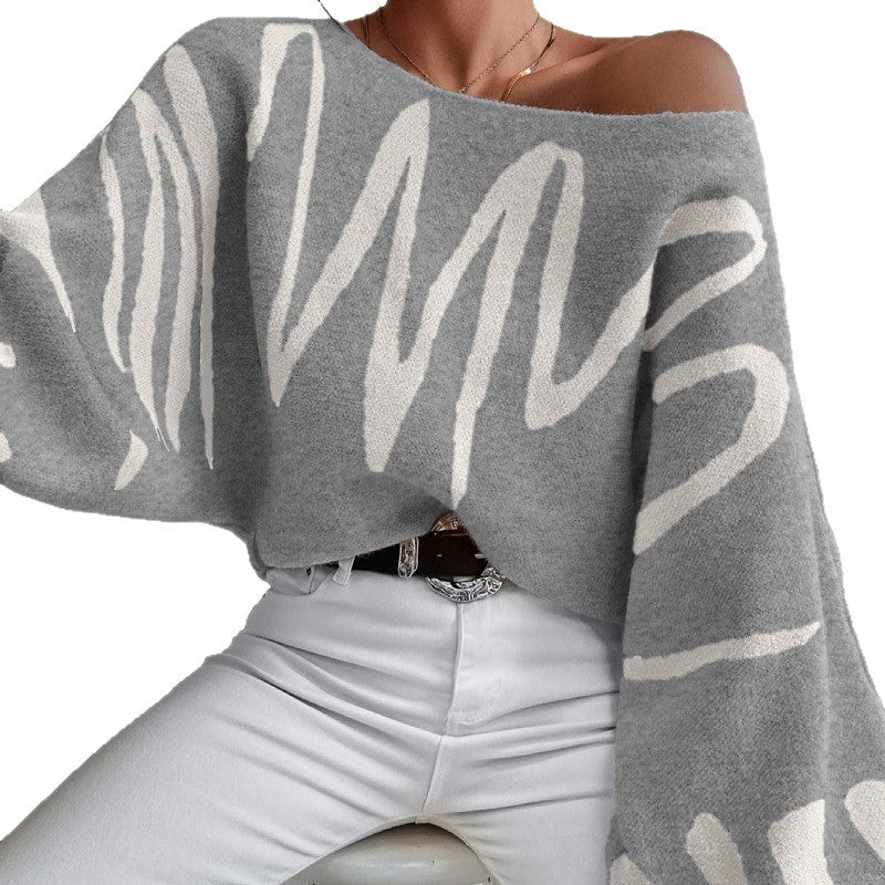 Damen Oversized Strickpullover Asymmetrisch Lässig
