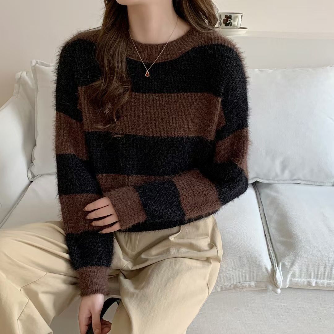 Damen Kuschelpullover Gestreift Norvielle