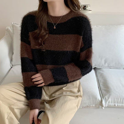 Damen Kuschelpullover Gestreift Norvielle