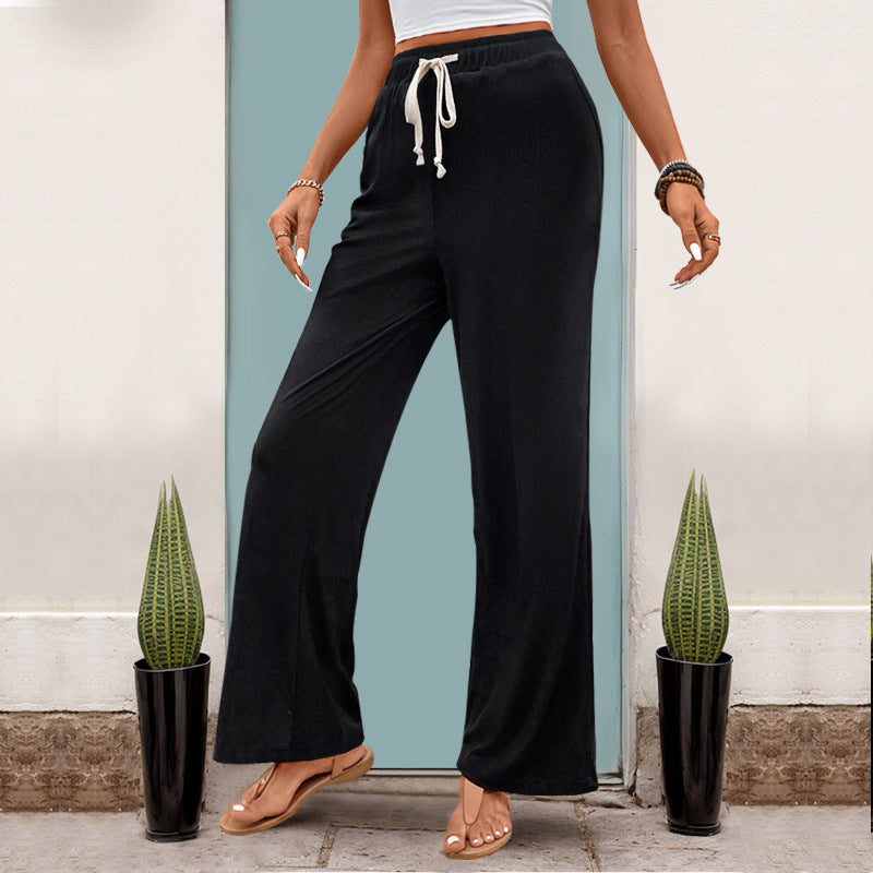 Damen Palazzo-Hose Elastischer Bund Seitentaschen Norvielle