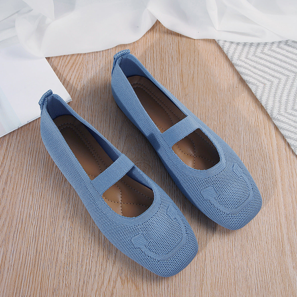 Damen Ballerinas Atmungsaktives Gummiobermaterial Verstellbarer