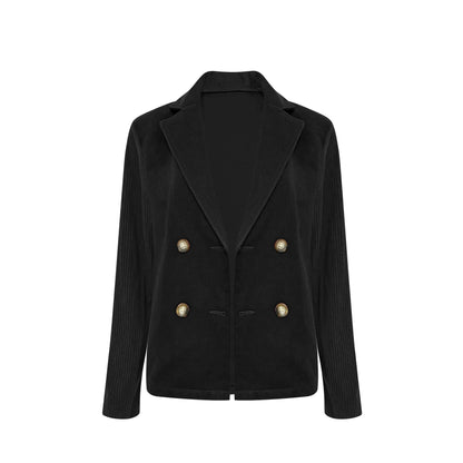 Damen Oversized Blazer Doppelter Knopfleiste Strukturierte Ärmel