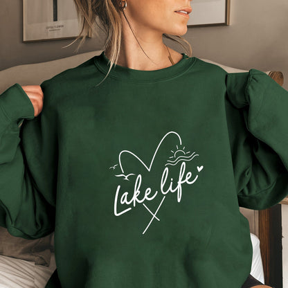 Damen Sweatshirt Kurzärmelig Herzmotiv