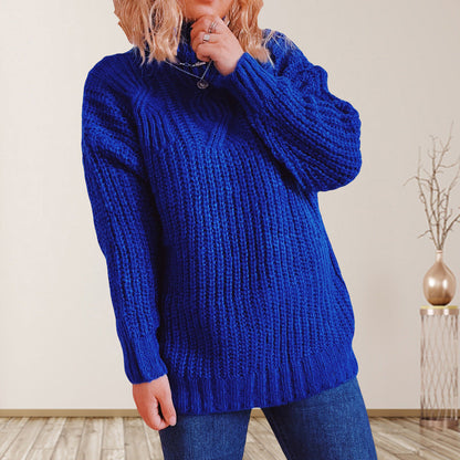 Damen Grobstrickpullover Hochkragen Locker Norvielle
