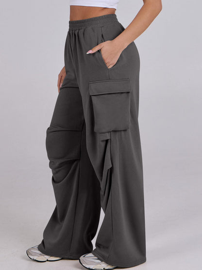 Damen Cargo-Hose Elastischer Bund Weite Beine Norvielle