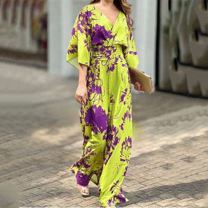 Damen Jumpsuit Florales Design Weite Bein Norvielle