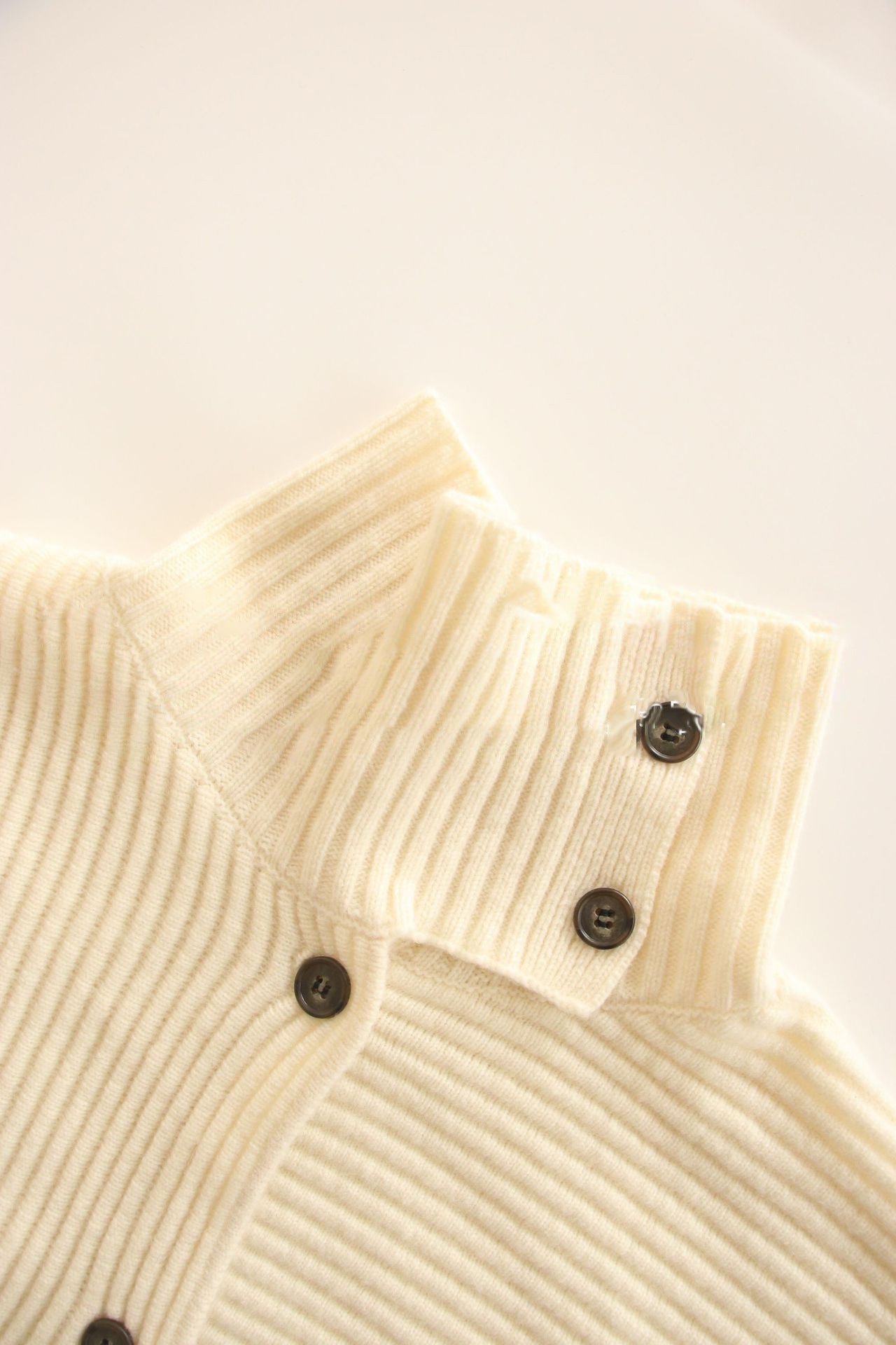 Damen Grobstrickcardigan Hochkragen Knopfleiste Norvielle