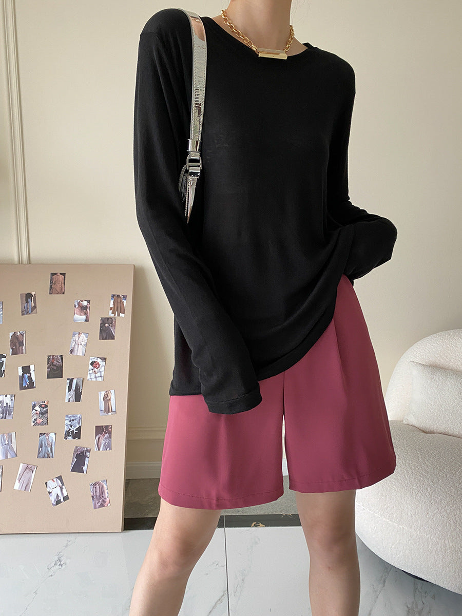 Damen Denim-Shorts Hochbund Bequem