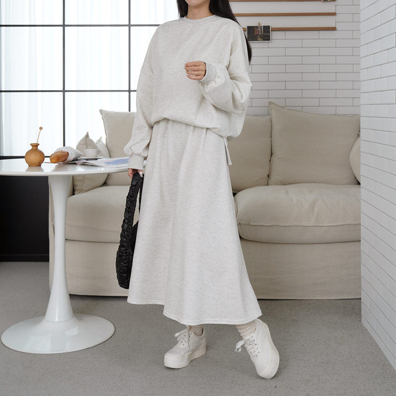 Damen Sweatshirt Set mit Maxi-Rock und Taschen Eleganter Schnitt