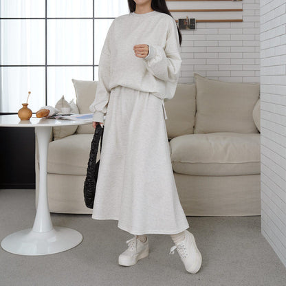 Damen Sweatshirt Set mit Maxi-Rock und Taschen Eleganter Schnitt